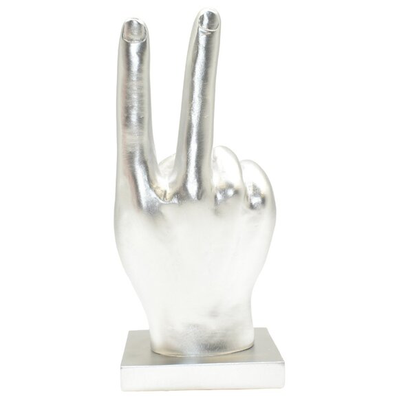 Adam & Friends Home Decor Peace Sign Sculpture | 1-Piece | Silver - Picture 2 of 4